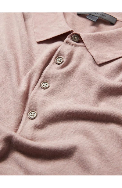 John Varvatos Chatham Regular Fit Textured Wool Blend Polo In Antique Pink