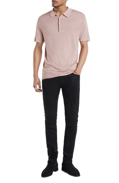 John Varvatos Chatham Regular Fit Textured Wool Blend Polo In Antique Pink