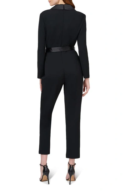 Shop Adrianna Papell Tie Waist Tuxedo Jumpsuit In Black