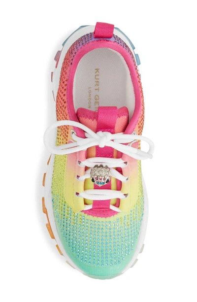 Shop Kurt Geiger Kids' Mini Lettie Crystal Sneaker In Multi Yellow