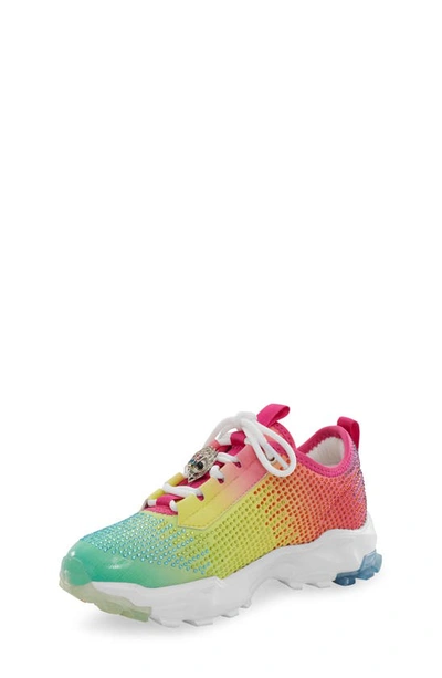 Shop Kurt Geiger Kids' Mini Lettie Crystal Sneaker In Multi Yellow