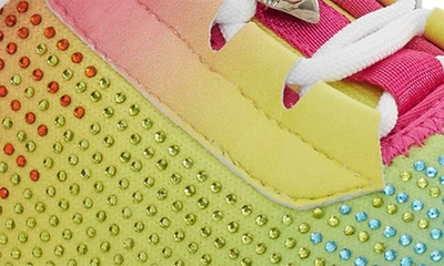 Shop Kurt Geiger Kids' Mini Lettie Crystal Sneaker In Multi Yellow