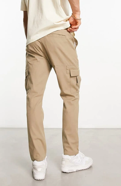 Shop Asos Design Skinny Cargo Trousers In Khaki