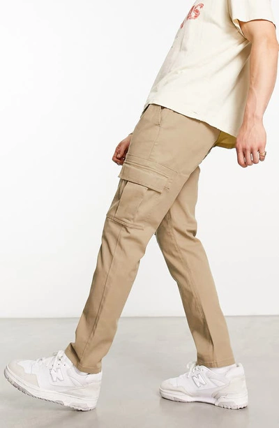 Shop Asos Design Skinny Cargo Trousers In Khaki