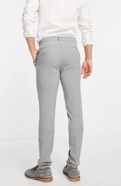 Shop Asos Design Skinny Smart Trousers In Grey