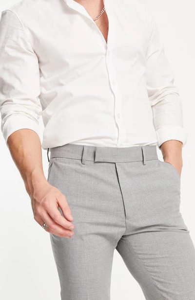 Shop Asos Design Skinny Smart Trousers In Grey
