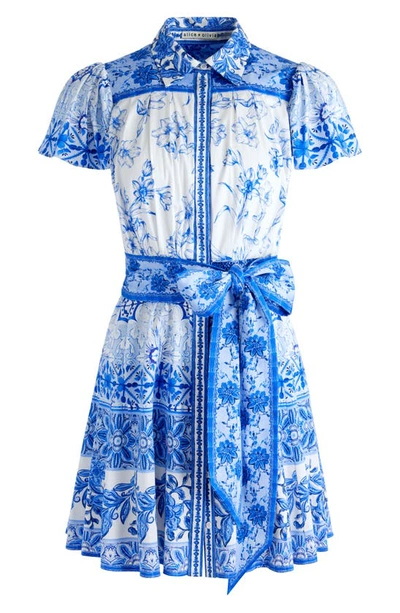 Shop Alice And Olivia Tiffie Tile Print Shirtdress In Greek Tile