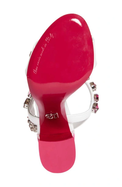 Dolce & Gabbana Keira Crystal Embellished Block Heel Platform Sandal In White/ Fuchsia