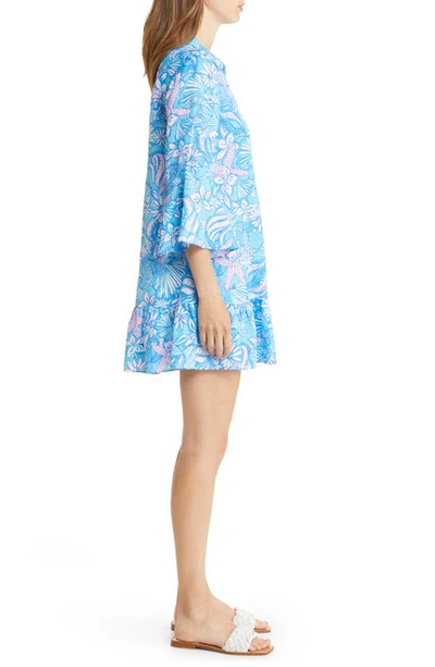 Shop Lilly Pulitzer Linley Button-up Cover-up Dress In Amalfi Blu