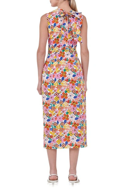 Endless Rose Floral Cutout Cotton Dress In White Multi