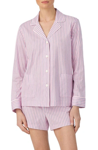 Shop Lauren Ralph Lauren Print Organic Cotton Short Pajamas In Pink Stp