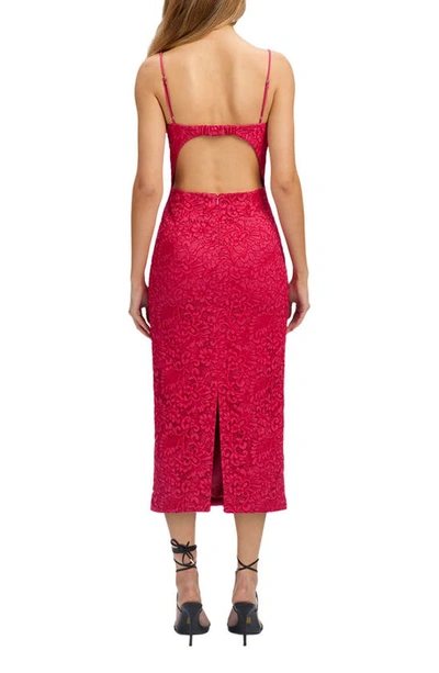 Shop Bardot Ivanna Lace Cutout Midi Dress In Fuchsia