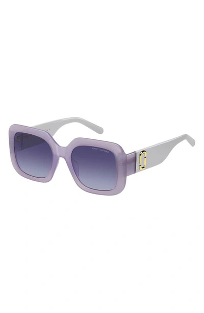 Shop Marc Jacobs 53mm Gradient Polarized Square Sunglasses In Violet Grey/ Violet Shaded