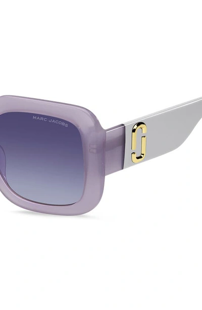 Shop Marc Jacobs 53mm Gradient Polarized Square Sunglasses In Violet Grey/ Violet Shaded