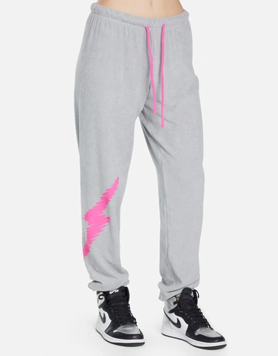 Lauren Moshi Sherry-scribble Lightning In Silver/ Bright Pink