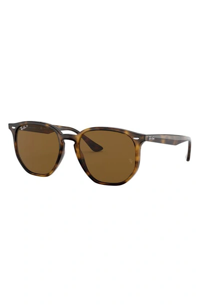 Shop Ray Ban 54mm Polarized Round Sunglasses In Havana/ Brown Solid