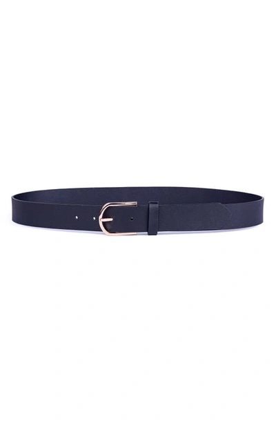 Shop Linea Pelle Saffiano Textured Belt In Black