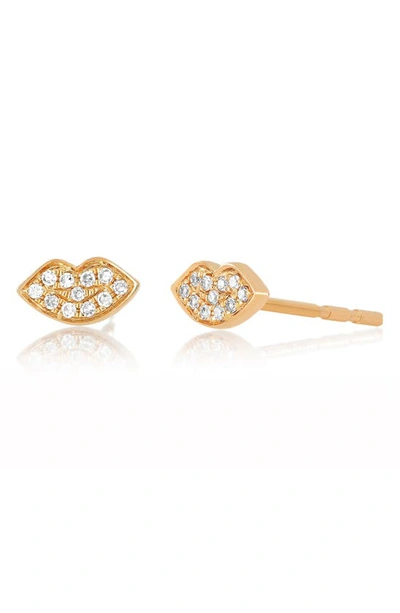 Shop Ef Collection Mini Diamond Smooch Stud Earrings In Rose Gold