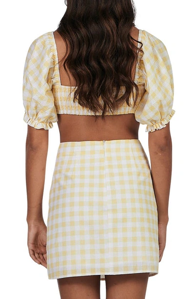 Shop Charlie Holiday Ivy Cotton Crop Top In Yellow Gingham