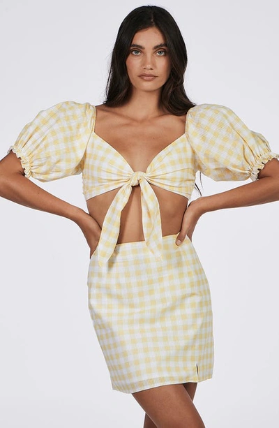 Shop Charlie Holiday Ivy Cotton Crop Top In Yellow Gingham