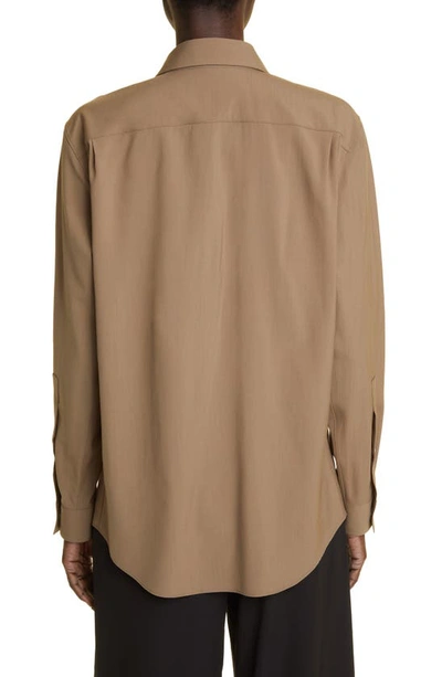 Shop The Row Blaga Virgin Wool Button-up Shirt In Toffee