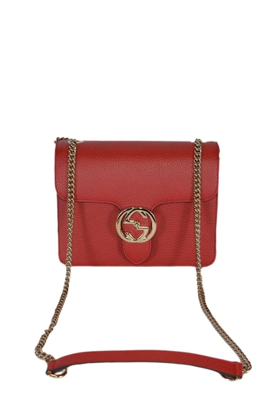 Gucci Interlocking Shoulder Bag Gg Red Leather