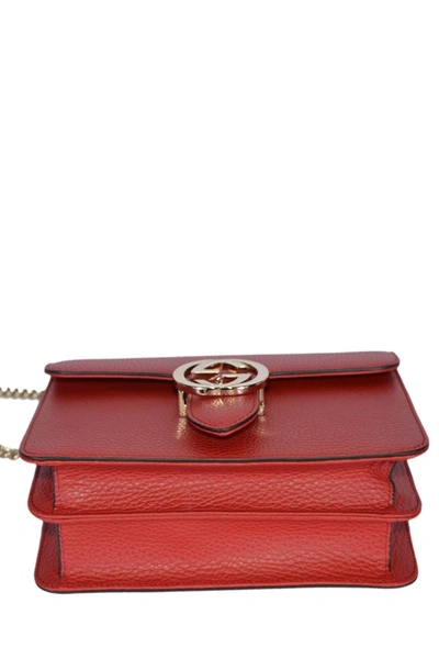 Gucci Interlocking Shoulder Bag Gg Red Leather