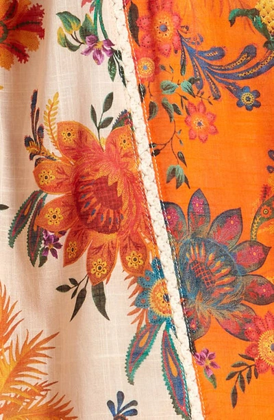 Shop Zimmermann Kids' Ginger Floral Patchwork Panel Halter Neck Cotton Dress In Spliced