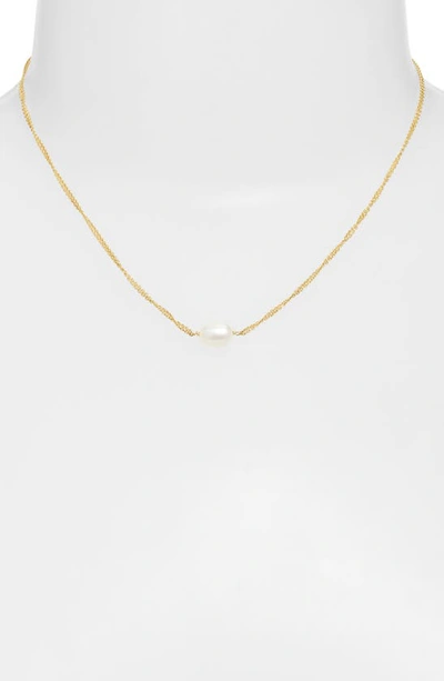Shop Poppy Finch Double Chain Oval Pearl Necklace In 14kyg