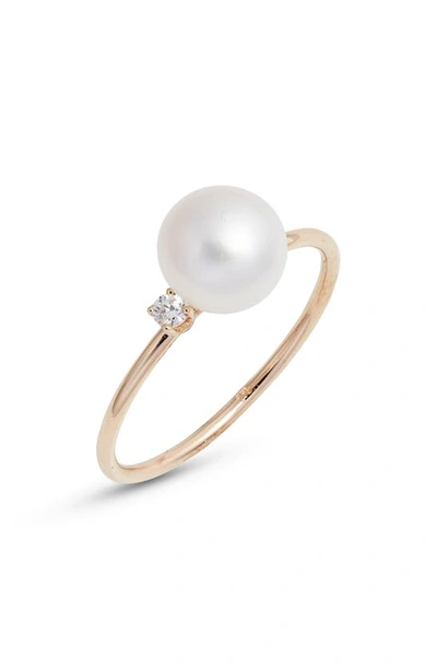 Shop Poppy Finch Cultured Pearl & Diamond Ring In 14kyg