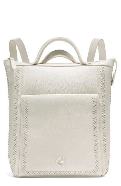 Shop Cole Haan Small Grand Ambition Leather Convertible Backpack In Silver Birch/ Braid