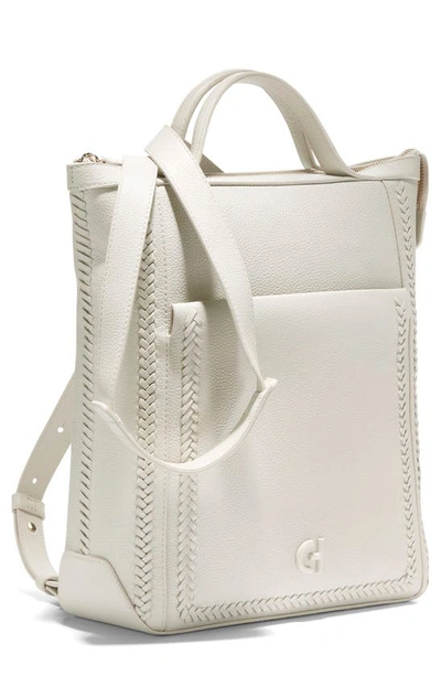 Shop Cole Haan Small Grand Ambition Leather Convertible Backpack In Silver Birch/ Braid