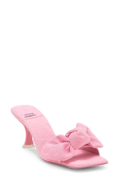Jeffrey Campbell Bow Slide Sandal In Pink Denim