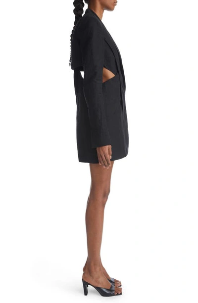 Shop Gauge81 Talinn Long Sleeve Linen Blend Blazer Minidress In Black