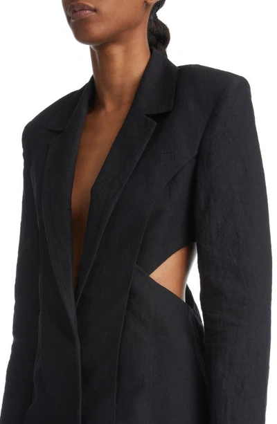 Shop Gauge81 Talinn Long Sleeve Linen Blend Blazer Minidress In Black