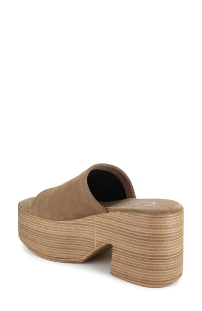 Candies Ophelia Platform Slide Sandal In Taupe Suede