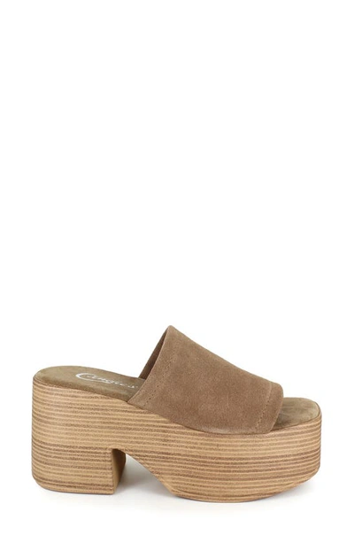 Candies Ophelia Platform Slide Sandal In Taupe Suede