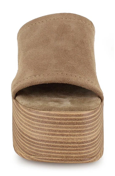 Candies Ophelia Platform Slide Sandal In Taupe Suede