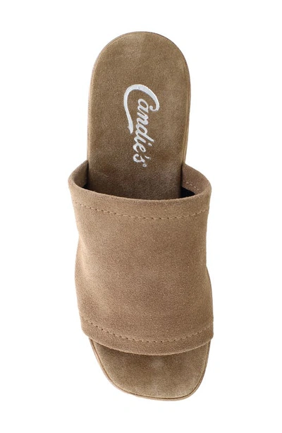 Candies Ophelia Platform Slide Sandal In Taupe Suede