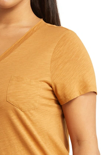 Shop Caslon Short Sleeve V-neck T-shirt In Tan Sugar