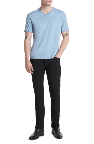 Shop John Varvatos Miles Raw Edge Slub V-neck T-shirt In Dusted Blue