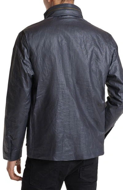 Shop John Varvatos Irving Zip-up Linen Jacket In Dark Navy
