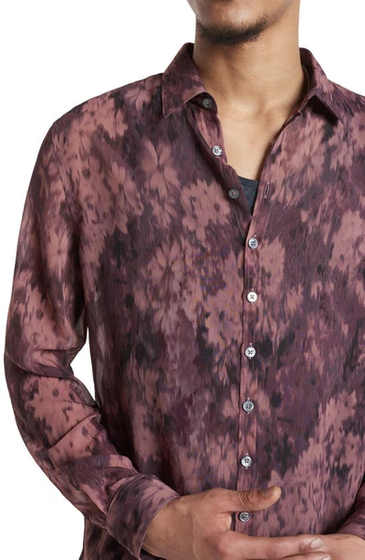 Shop John Varvatos Bucks Slim Fit Floral Ikat Button-up Shirt In Cherrywood