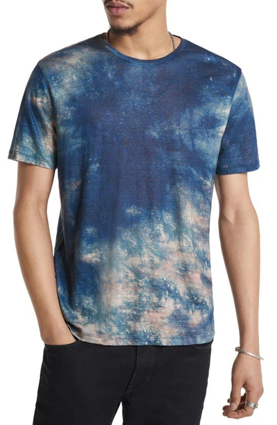 Shop John Varvatos Brooklyn Regular Fit Tie Dye Linen T-shirt In Navy
