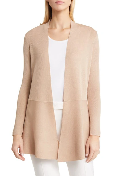 Shop Anne Klein Peplum Long Cardigan In Latte