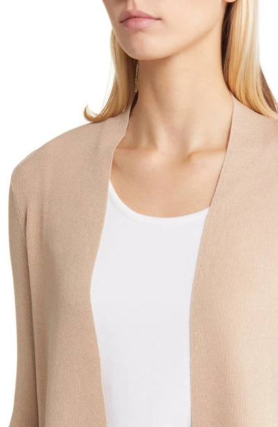 Anne Klein Peplum Long Cardigan In Latte