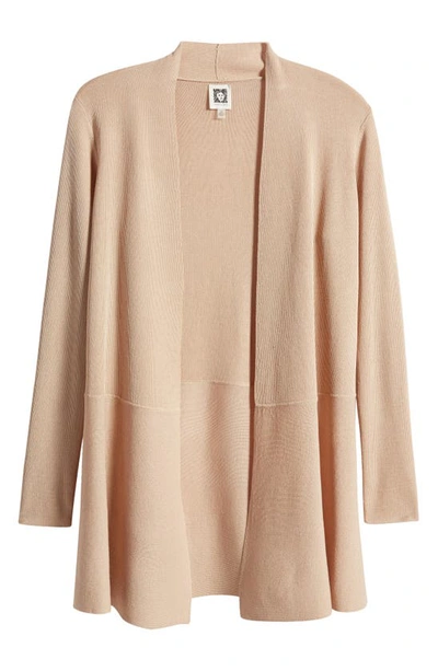 Anne Klein Peplum Long Cardigan In Latte