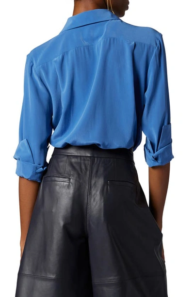 Shop Equipment Leona Silk Button-up Shirt In Bright Cobalt