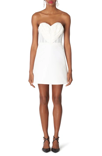 Shop Carolina Herrera Sweetheart Neck Strapless Faille Minidress In White