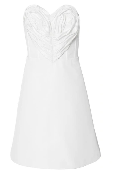 Shop Carolina Herrera Sweetheart Neck Strapless Faille Minidress In White